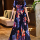 Floral printed prom maxi chiffon dresses 4996