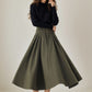 Army green swing winter wool skirt 5249