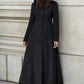 Black hooded maxi coat for winter 1839#