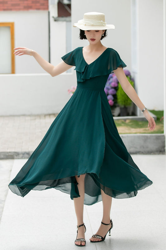 green swing summer chiffon dress 5990