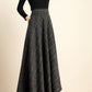 Plaid Wool Blend Maxi Skirt – Warm High Waist Winter Skirt with Pockets 6202