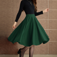 Burgundy knee length swing wool skirt 5362