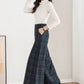 Wide leg winter plaid wool pants women 4658-1