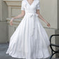 White wedding wrap linen dress women 5620