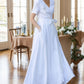 White wedding wrap linen dress women 5620