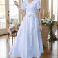 White wedding wrap linen dress women 5620