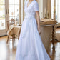 White wedding wrap linen dress women 5620