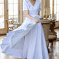 White wedding wrap linen dress women 5620