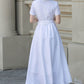 White wedding wrap linen dress women 5620