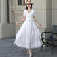 White wedding wrap linen dress women 5620