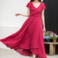 Red fit and flare swing Chiffon dress 5958