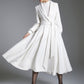 White Princess Swing Wool Coat – Bridal Wedding Winter Wrap Coat with Belt 3880