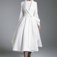 White Princess Swing Wool Coat – Bridal Wedding Winter Wrap Coat with Belt 3880