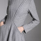 Gray Wool Blend Midi Dress – Vintage Long Sleeve Winter Dress 3882
