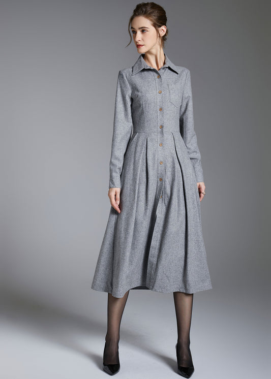 warm long sleeve maxi wool dress 3883-size XS # CK2202453