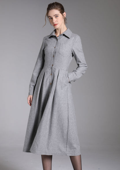 warm long sleeve maxi wool dress 3883-size XS # CK2202453
