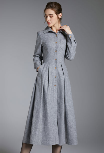 warm long sleeve maxi wool dress 3883-size XS # CK2202453