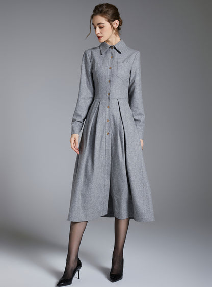 warm long sleeve maxi wool dress 3883-size XS # CK2202453
