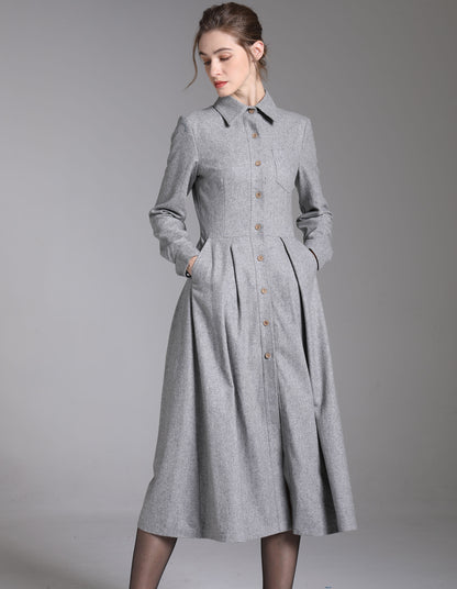 warm long sleeve maxi wool dress 3883-size XS # CK2202453
