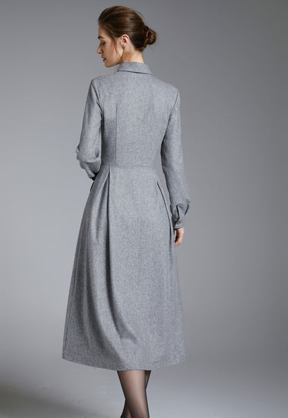 warm long sleeve maxi wool dress 3883-size XS # CK2202453