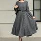 Classic Grey Wool Midi Dress with Button Detail 6423