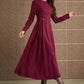 Long sleeves prom burgundy wool dress 5358