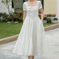 White Linen Midi swing Dress 5980