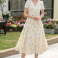 Handmade Cream White Embroidered Linen Cotton Wrap Dress – Vintage Summer Midi 5835