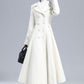 White Double Breasted Long Wool Coat 3235