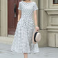 Black and white polka dot summer linen dress 5225