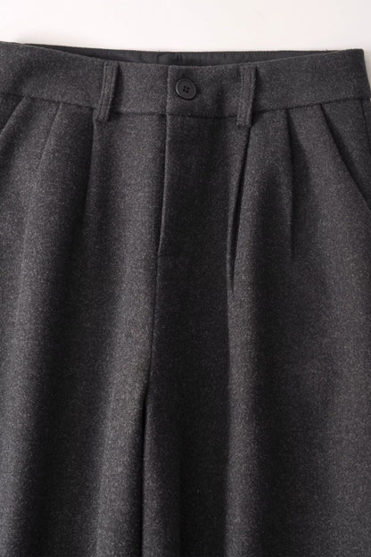 Gray wide leg wool pants women 6224