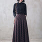 40s Wool Maxi Plaid Skirt Women 3100