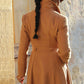 Brown Vintage inspired Winter Long wool coat 2405