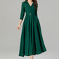 Spring green midi shirt dress with tie belt waist 4909