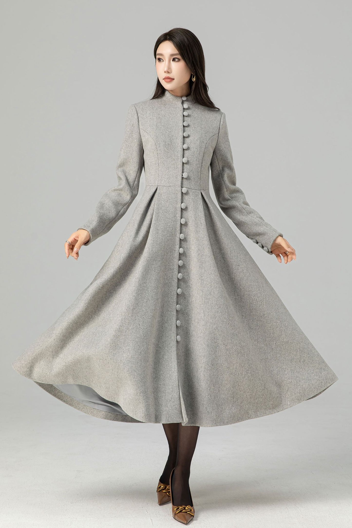 Single breasted A Line wool coat 4686