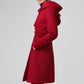 Women's Hooded Wool Coat - Double Breasted Red Winter Coat 5612