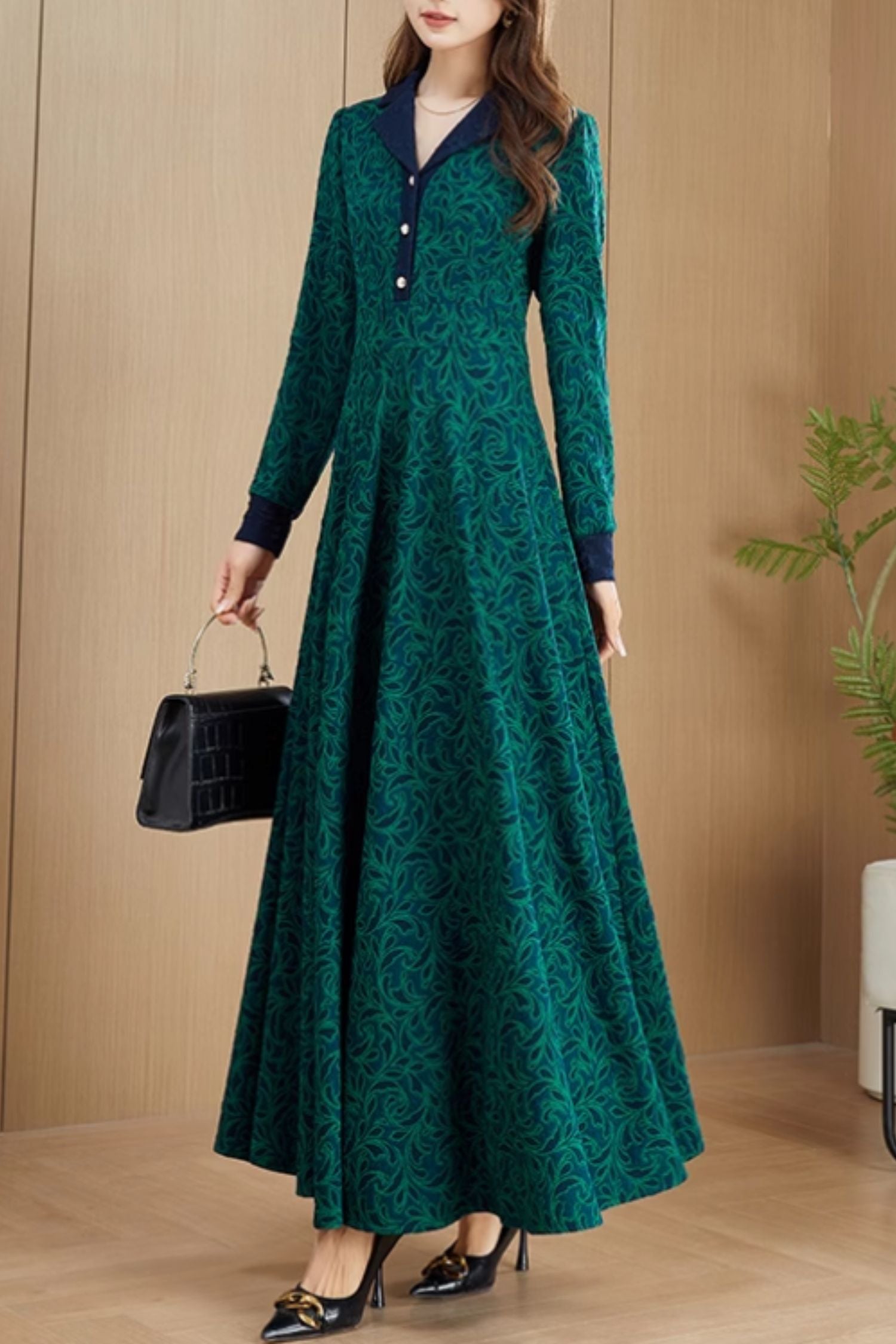 Fit and flare maxi floral dresses 5548 Xiaolizi Fit and flare maxi floral dresses 5548 Xiaolizi