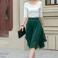 Green chiffon short summer skirt 5239