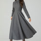 Retro gray swing wool dress 4549