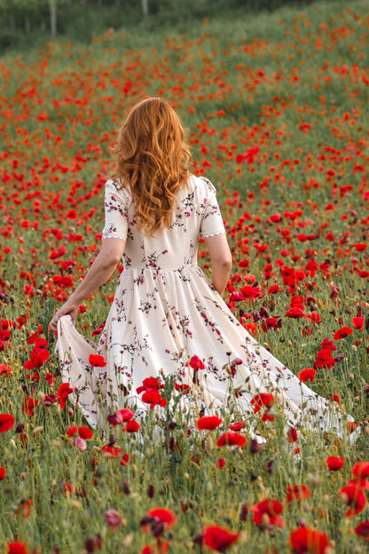 Floral Summer Linen Maxi Prom Dress 5211