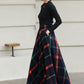 Xiaolizi Plaid Wool Maxi Skirt for Women – Handmade A-Line Winter Swing Skirt 6619