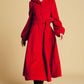 Red Wool Swing Coat with big hood 394