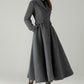 Gray Wool Maxi Coat – Single-Breasted Fit & Flare Long Winter Coat | Xiaolizi 6571