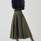 Army green swing winter wool skirt 4530
