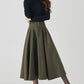 Army green swing winter wool skirt 5249