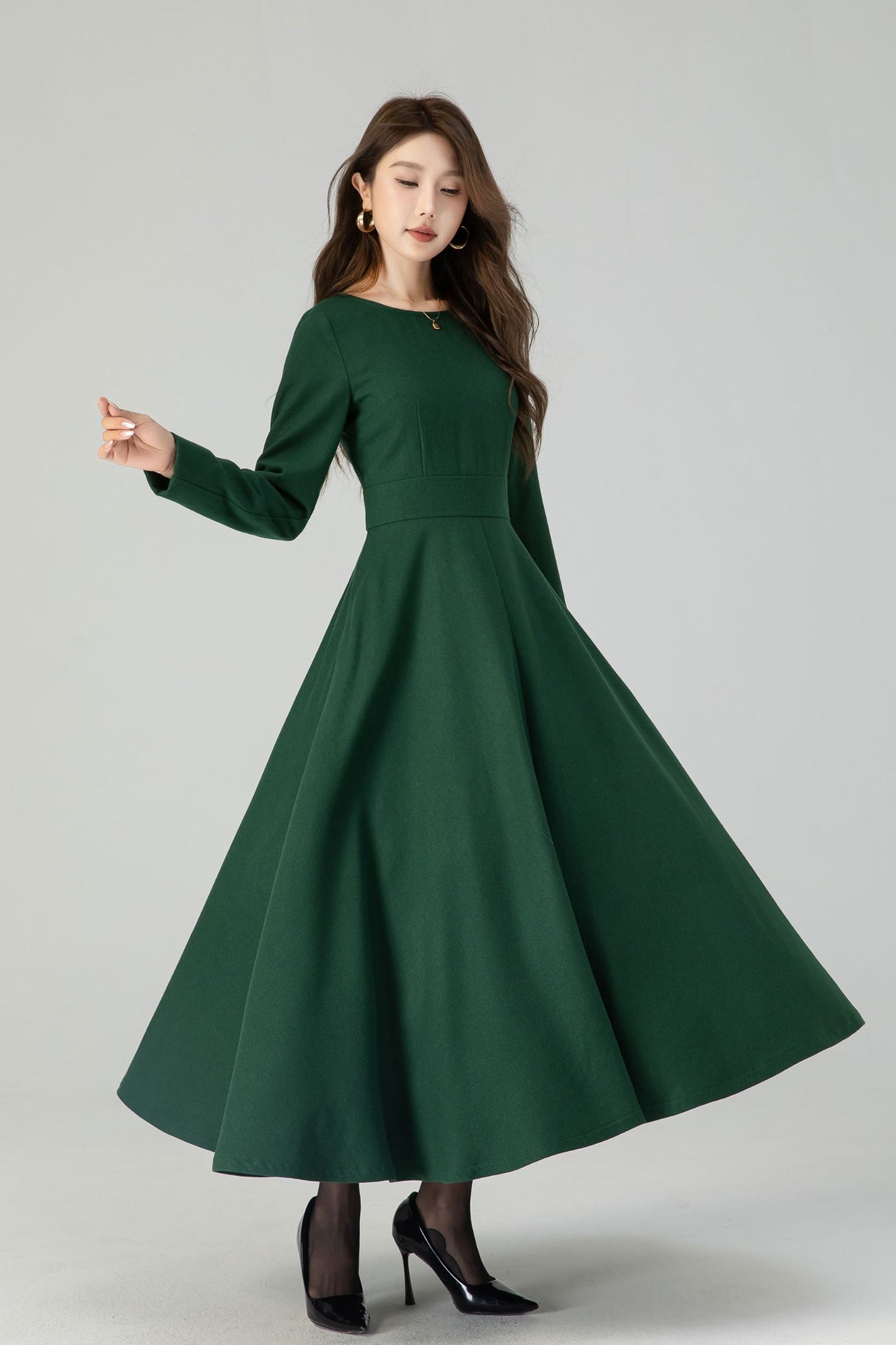 winter dresses green green winter maxi dress Long green dress, Warm dress, Wool winter dress, Elegant dress, Women YLISTYLE