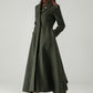 Army Green Herringbone Wool Coat – Elegant A-Line Maxi Winter Coat | Xiaolizi 6574