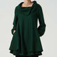 green wool tunic dress, loose fitting dress 2065