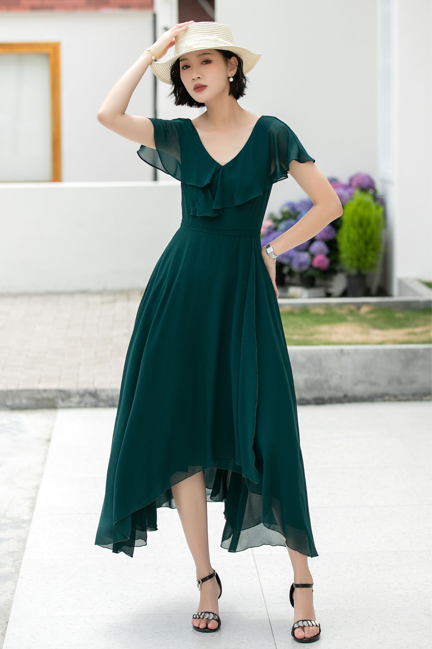 green swing summer chiffon dress 5990