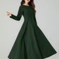 Long sleeves maxi wool dress women 5231